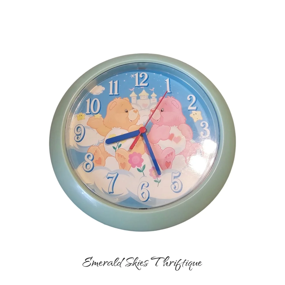 Care Bears 2003 Wall Clock Love A Lot & Friend Bear - Nursery Room Clock - Works